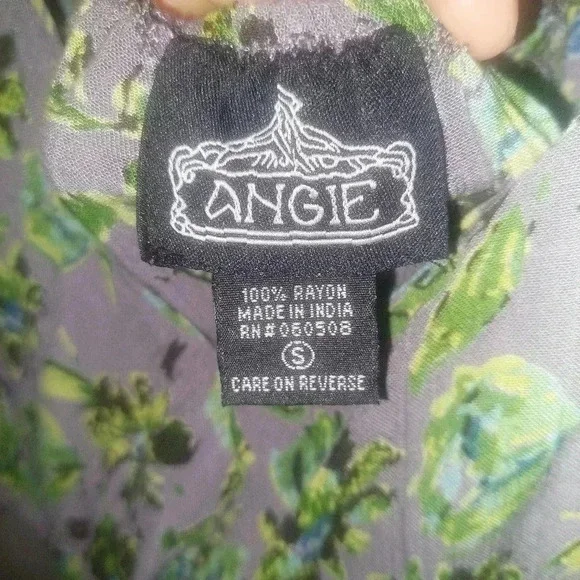 ANGIE Floral Boho Print Dress Size S Womens Flutter Sleeve Ruffle - Picture 9 of 9